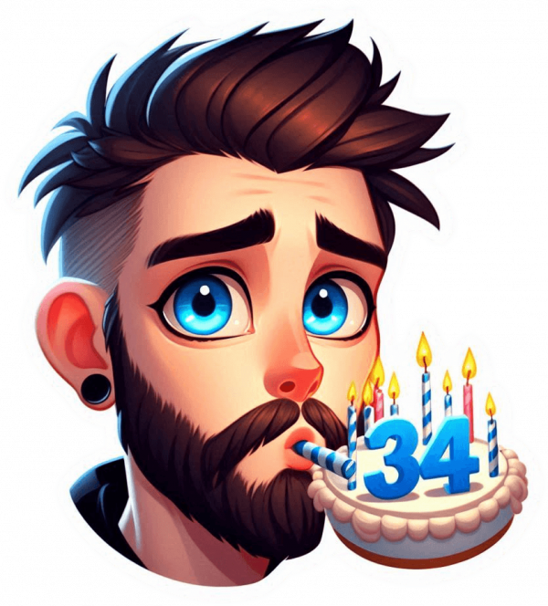 Joven Soplando Los 34 Años