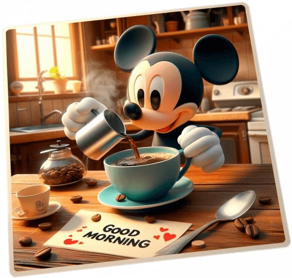 Mickey Mouse Tomando Café