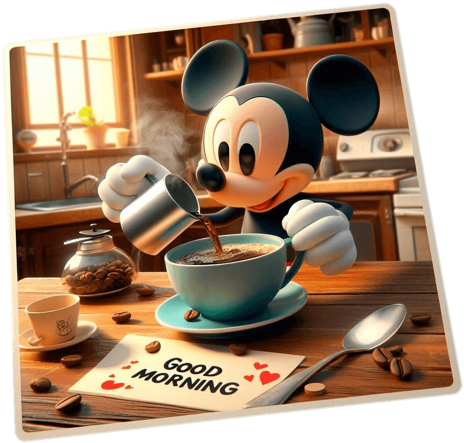 Mickey Mouse Tomando Café