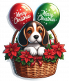 Perro Beagle En Cesta Y Feliz Navidad 04