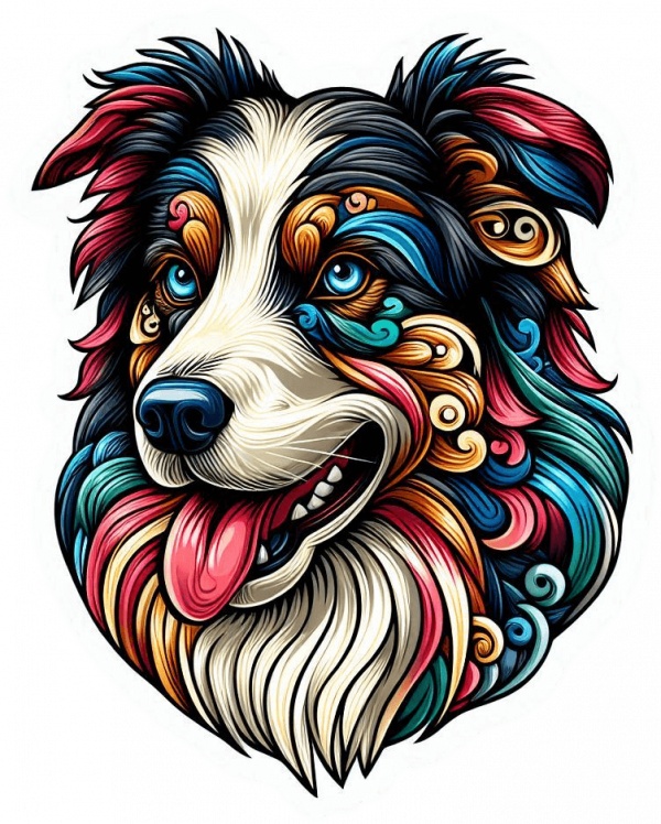 Perro Border Collie Colorido 02