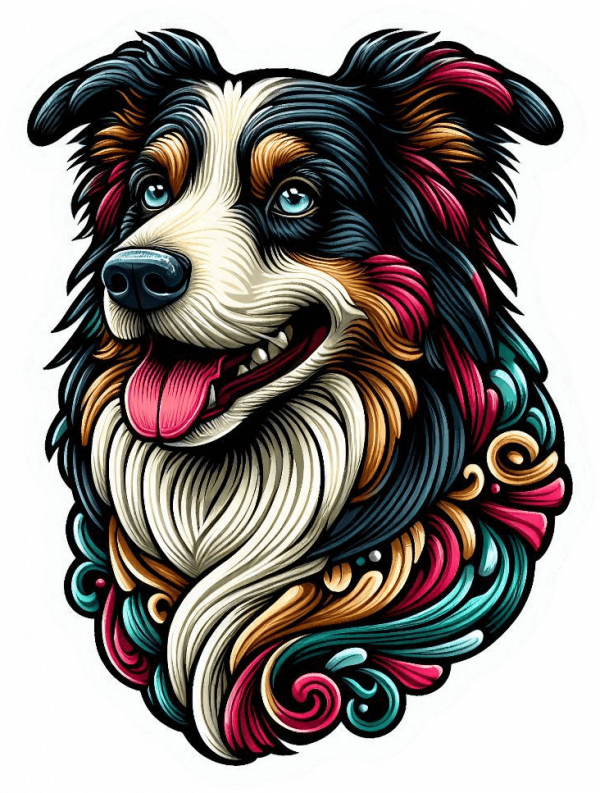 Perro Border Collie Colorido 04