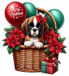 Perro Boxer En Cesta Y Feliz Navidad 01