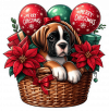 Perro Boxer En Cesta Y Feliz Navidad 03