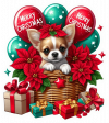 Perro Chihuahua En Cesta Y Feliz Navidad 01