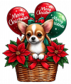 Perro Chihuahua En Cesta Y Feliz Navidad 02