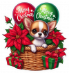 Perro Chihuahua En Cesta Y Feliz Navidad 03