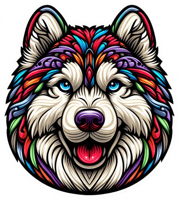 Perro Husky Siberiano Colorido 03
