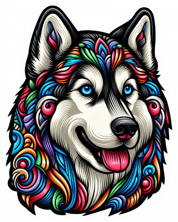 Perro Husky Siberiano Colorido 04