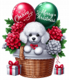 Perro Poddle En Cesta Y Feliz Navidad 04