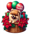 Perro Pomerania En Cesta Y Feliz Navidad 01