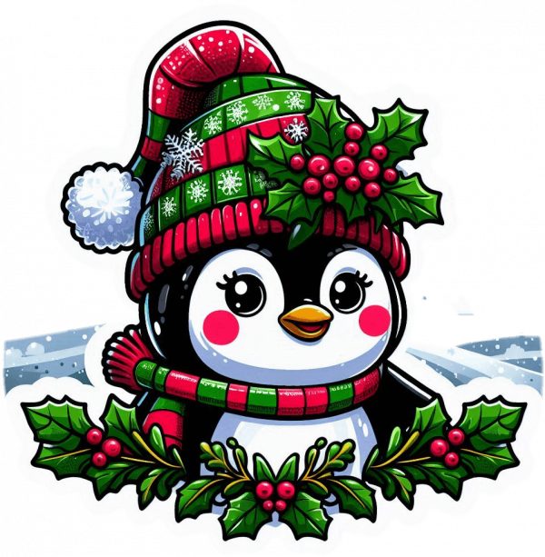 Pinguino Y Muerdago De Navidad 02