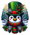 Pinguino Y Muerdago De Navidad 04