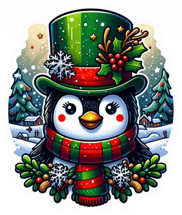 Pinguino Y Muerdago De Navidad 04
