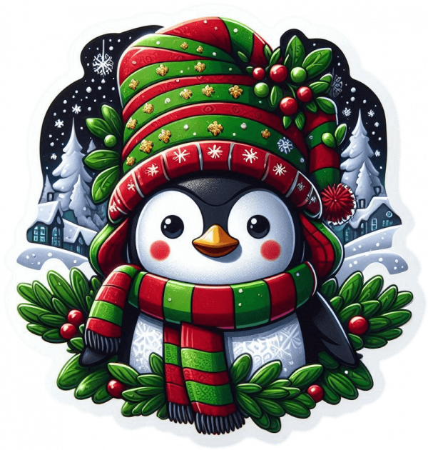 Pinguino Y Muerdago De Navidad 05