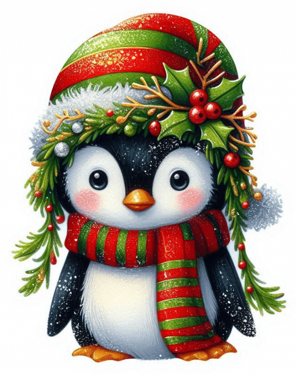 Pinguino Y Muerdago De Navidad 07