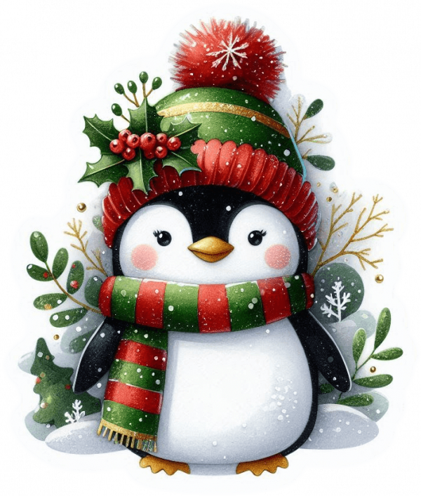 Pinguino Y Muerdago De Navidad 08
