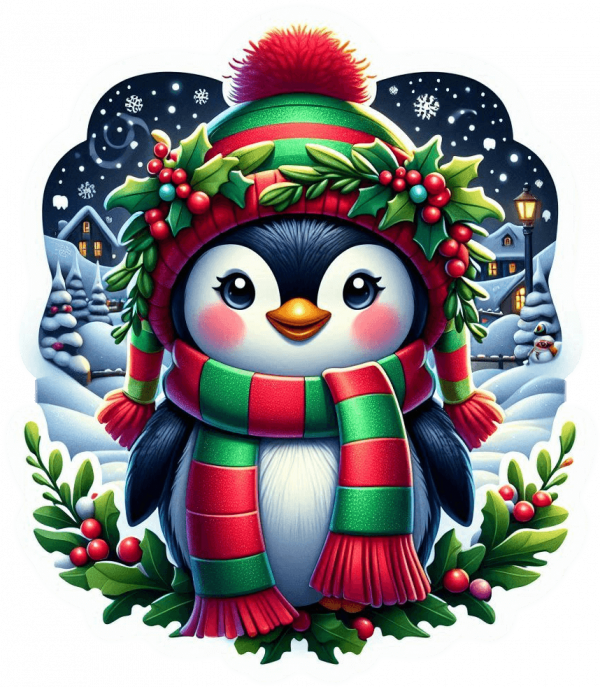 Pinguino Y Muerdago De Navidad 12