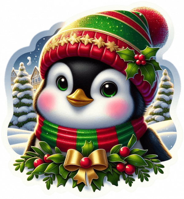 Pinguino Y Muerdago De Navidad 13