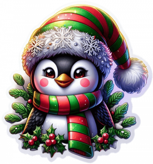 Pinguino Y Muerdago De Navidad 14