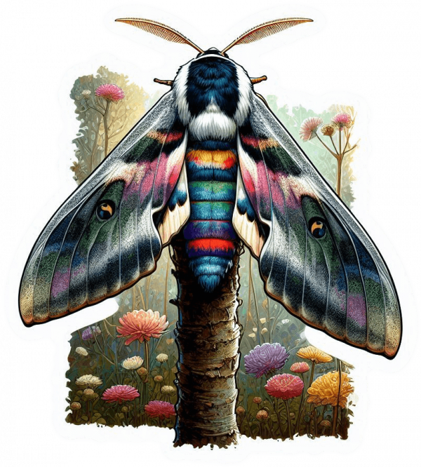 Polilla De Cecropia Sobre Jardin 05