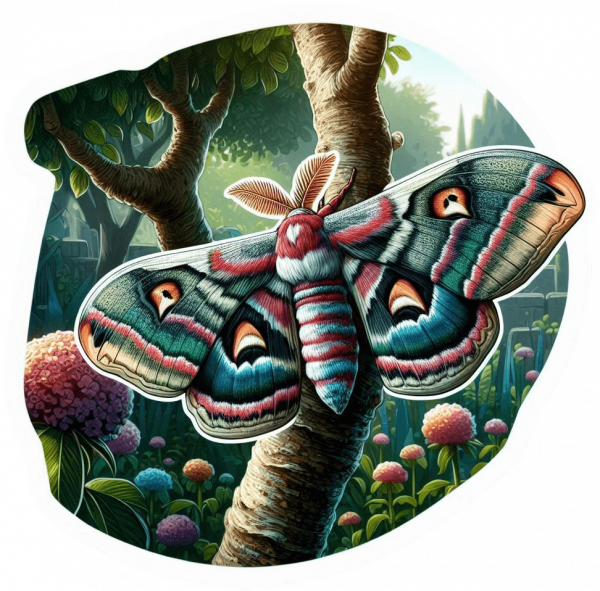 Polilla De Cecropia Sobre Jardin 08