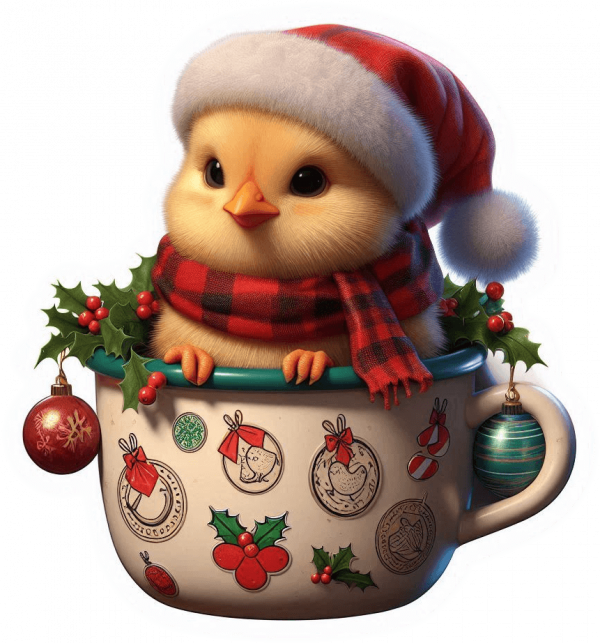 Pollito Y Taza De Navidad 02