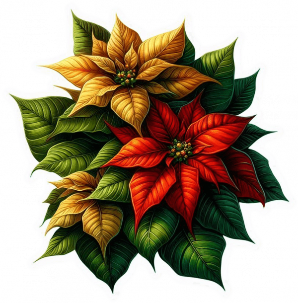 Ramo De Poinsettias Verdes Doradas 01