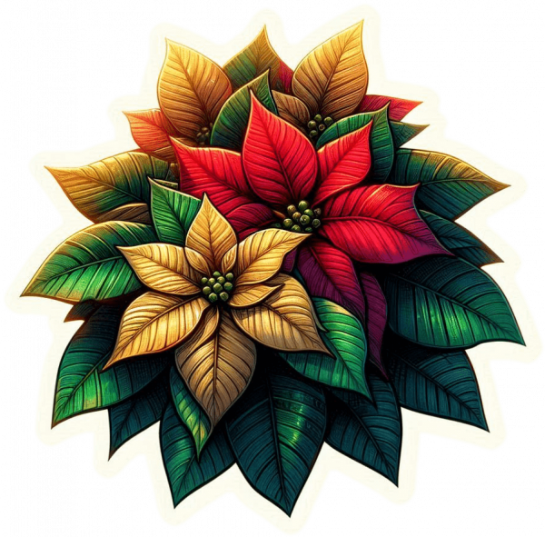 Ramo De Poinsettias Verdes Doradas 05