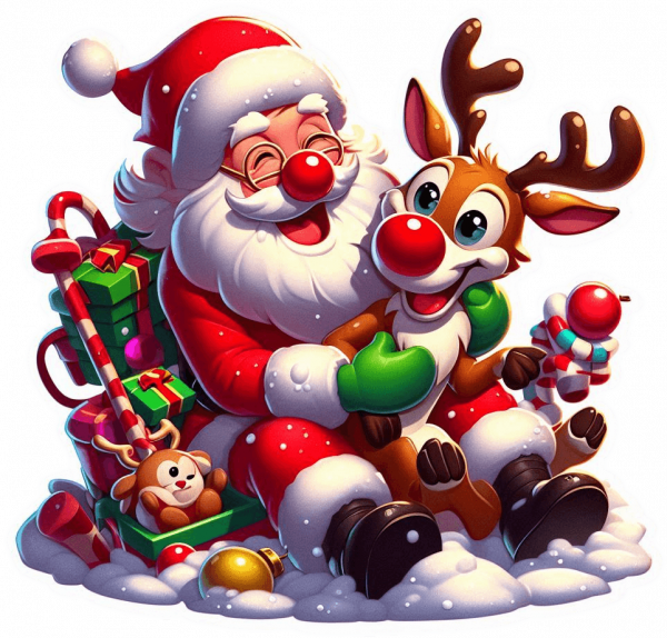 Santa Claus Jugando Con Rudolf 01