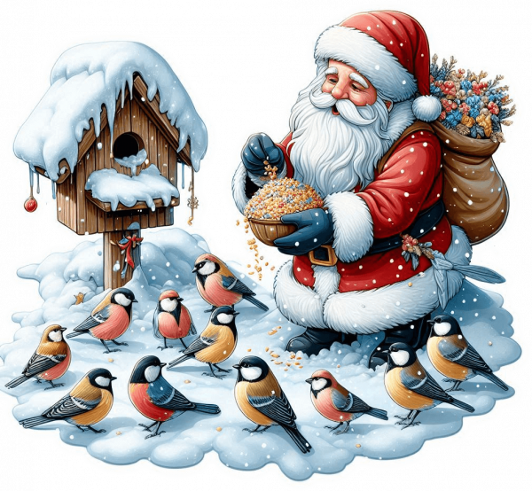 Santa Clous Con Aves 02