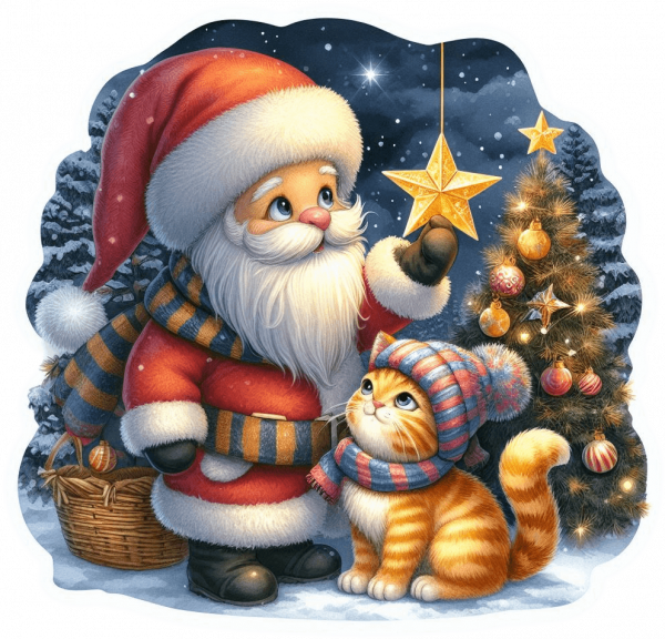 Santa Con Gatito 02