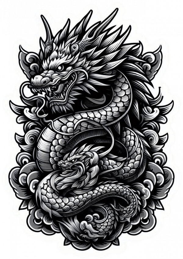Tatuaje Diseño Dragones 01