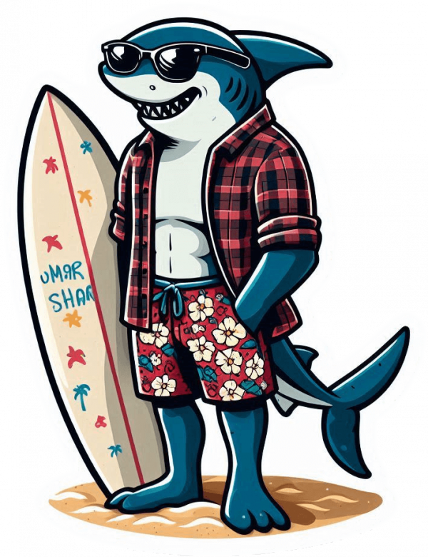 Tiburon Con Tabla De Surf 04
