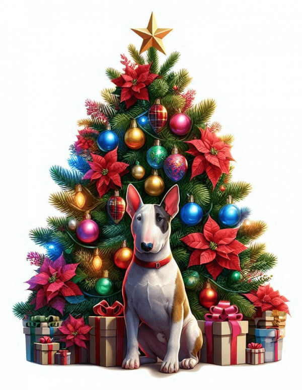 Bull terrier y Arbolito de Navidad 01
