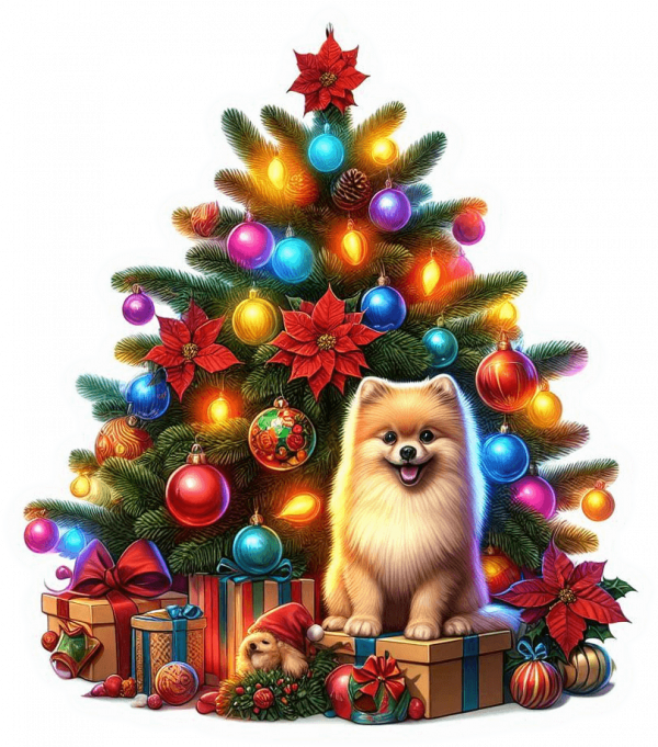 Pomerania y Arbolito de Navidad 01