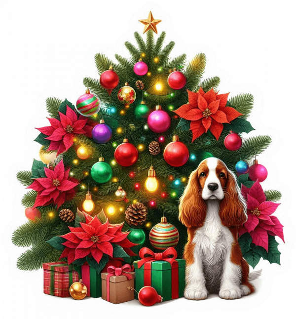 Cocker spaniel inglés y Arbolito de Navidad 03