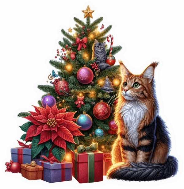 8869-Maine Coon y Arbolito de Navidad 04 Maine Coon Y Arbolito De Navidad