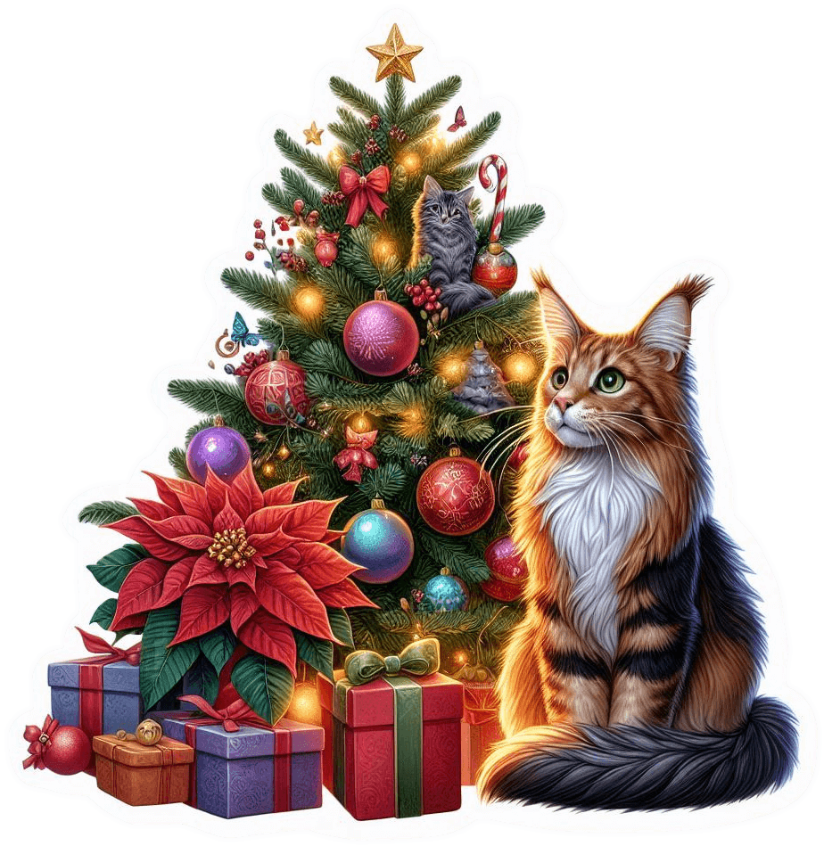 Maine Coon Y Arbolito De Navidad