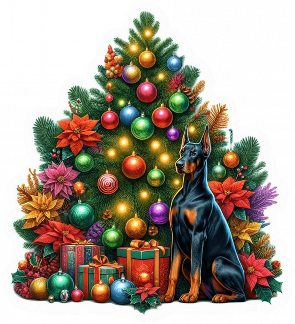 Doberman y Arbolito de Navidad 01