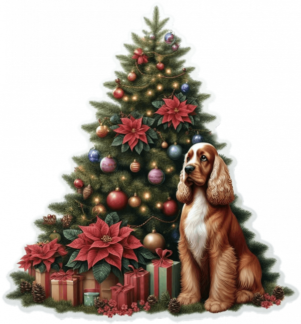 Cocker spaniel inglés y Arbolito de Navidad 04