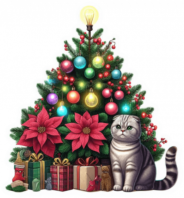 Scottish Fold y Arbolito de Navidad 02