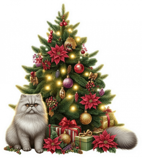 Gato persa y Arbolito de Navidad 04