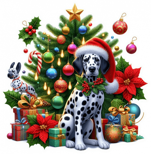 Dalmata y Arbolito de Navidad 01