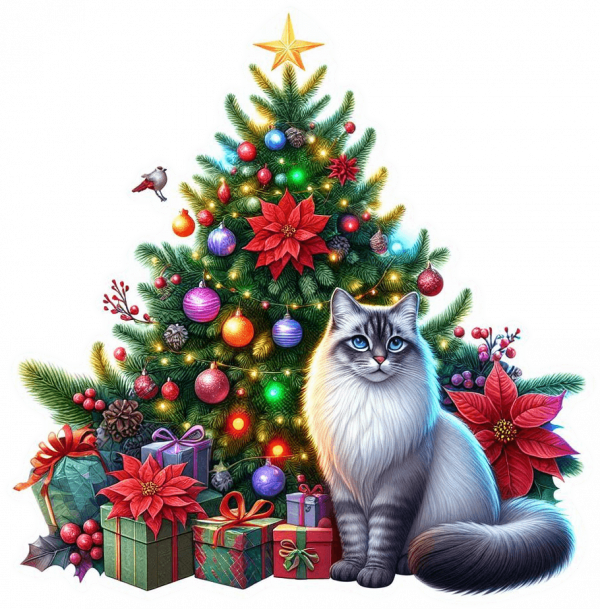 Siberiano y Arbolito de Navidad 01