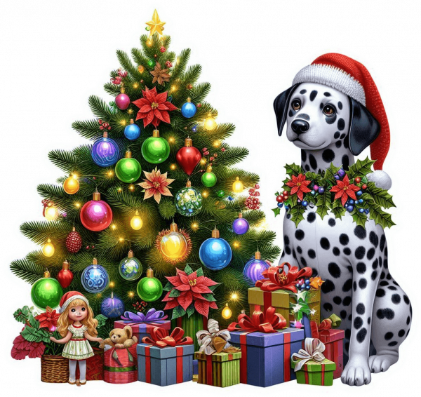 Dalmata y Arbolito de Navidad 03