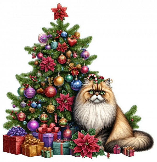Gato persa y Arbolito de Navidad 02