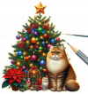 Gato persa y Arbolito de Navidad 03