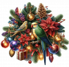 Periquito Cuello Anillado y Arbol de Navidad 03