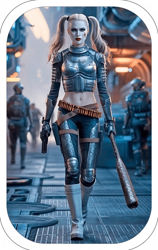Tarjeticas Harley Quinn futurista 01